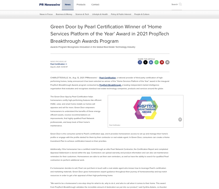 PropTech Breakthrough award
